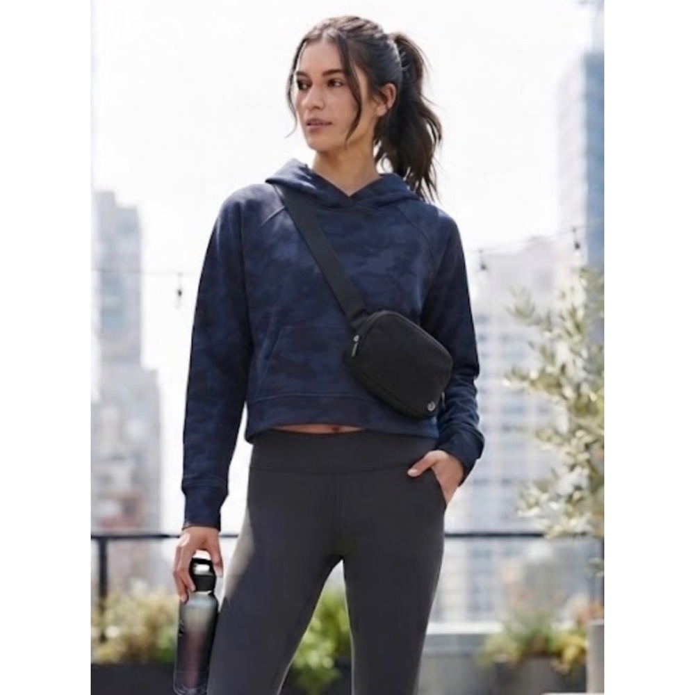 Athleta Coaster Luxe Camo Hoodie Navy Blue Black‎ Camouflage Sweatshirt Small